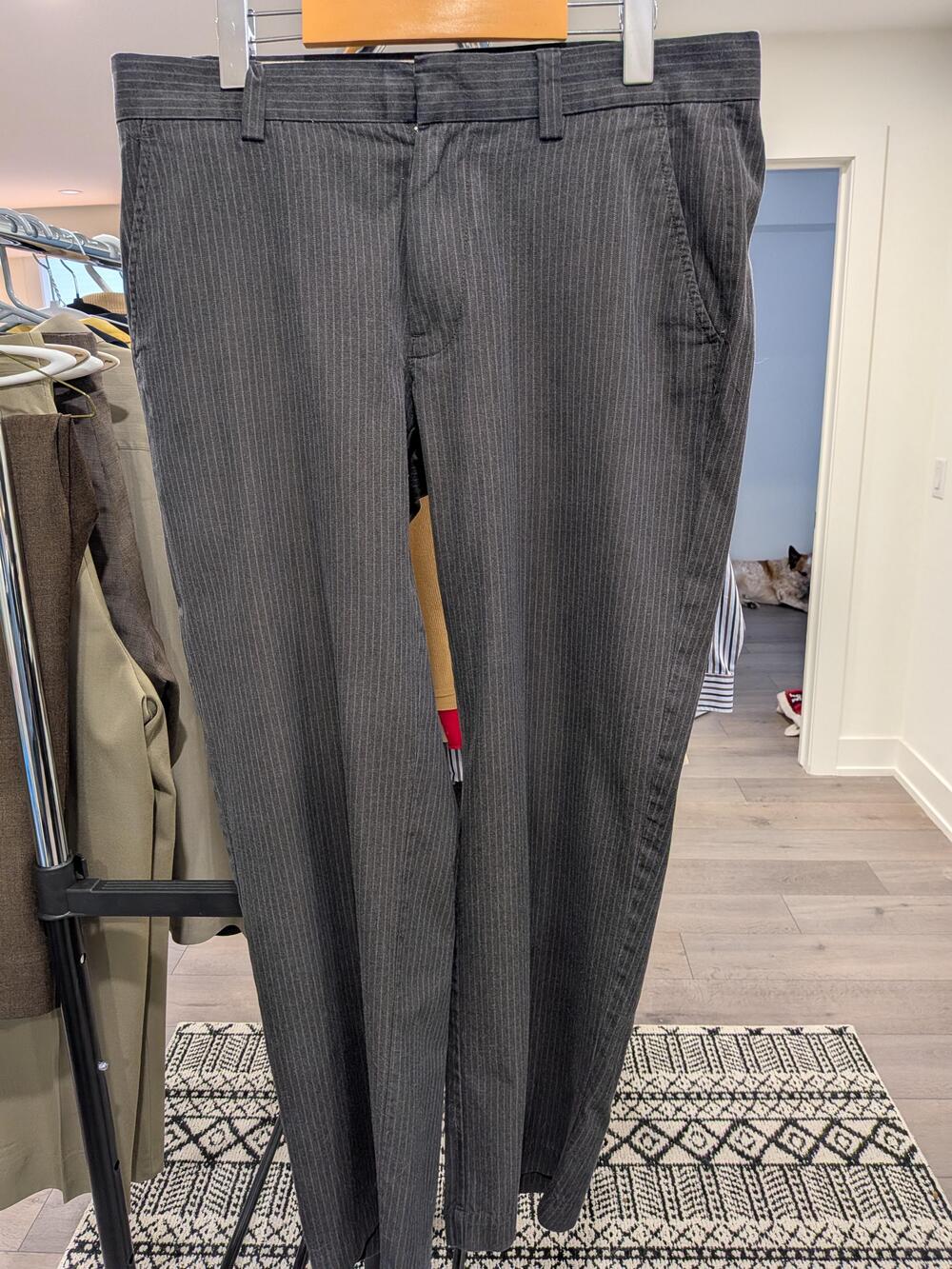 Vintage GAP Pinstripe Dress Pants – Gray Cotton, Standard Fit 34x32